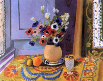 Henri Emile Benoit Matisse : anemones in an earthenware vase